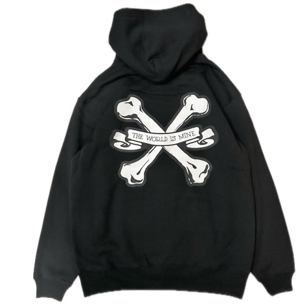 画像4: SALE 30% OFF "CROSS BONES" 10oz PULL-OVER HOODED SWEAT SHIRT (BLACK) (4)