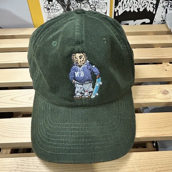 画像1: USED_激レア "ONE STEP CLOSER_POLO BEAR" コーデュロイ・ベースボールキャップ (フォレストグリーン) (1)