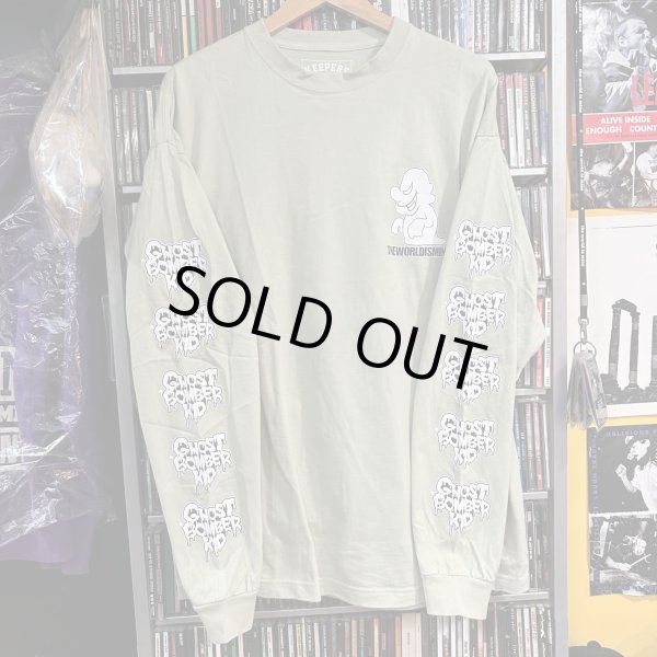 画像3: [USED]_XL "GHOST *BOMBER" LONG SLEEVE T-SHIRT  6.2oz (SAGE GREEN) (3)