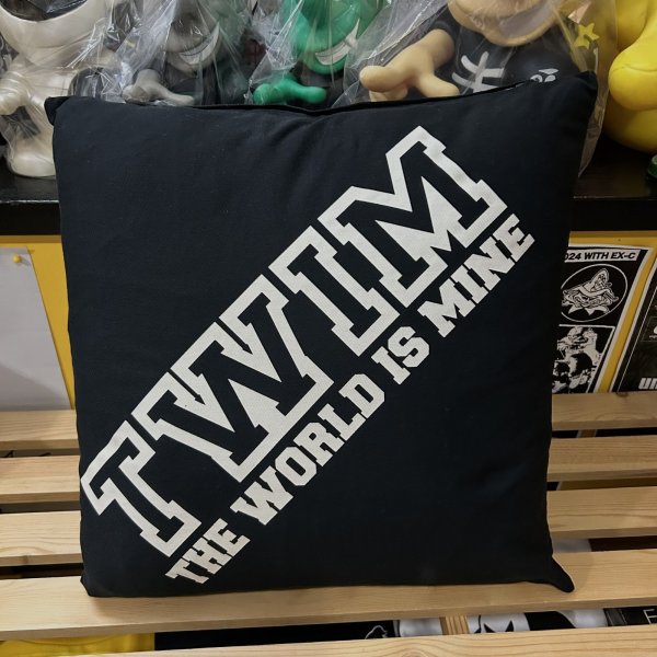 画像2: [USED] "TWIM-LOGO" CUSHION (BLACK) (2)